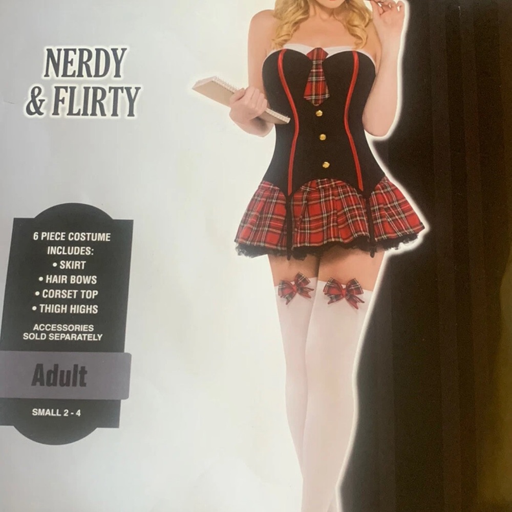 Nerdy & Flirty Costume with Red Plaid Skirt